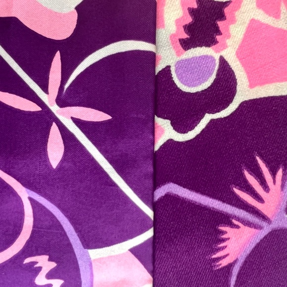 Vintage Silk Scarf Italy Oblong Pink Purple Floral 60s Flower Pucci Psychedelic - Picture 5 of 9